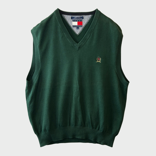 00's Tommy Hilfiger トミーヒルフィガー ベスト 緑 (L)/B2347V-SO