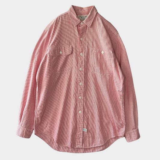 00's Polo by Ralph Lauren ラルフローレン ワークシャツ ストライプ 赤 白 (M)/A7775SH-SO