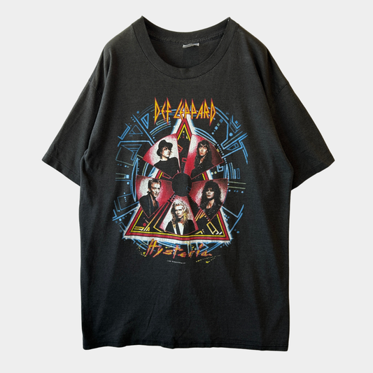 80's Def Leppard デフ・レパード ”Hysteria” バンドTシャツ 黒(XL)/A2740T-SO