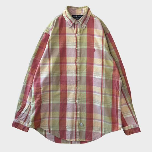 00's Ralph Lauren ラルフローレン チェックシャツ 桃白き緑 (L)/A7956S-SO