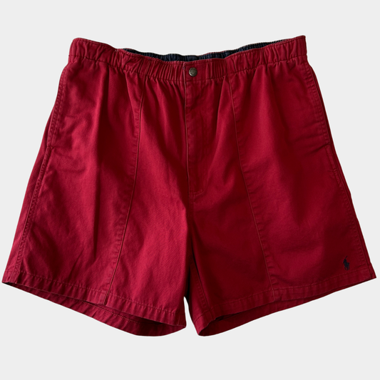 90's Polo Ralph Lauren ラルフローレン コットンイージーショーツ ショートパンツ レッド(L)/A4196P-SO