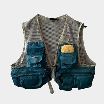 90's Patagonia パタゴニア メッシュフィッシングベスト グレー/グリーン(L)/C0115V-SO