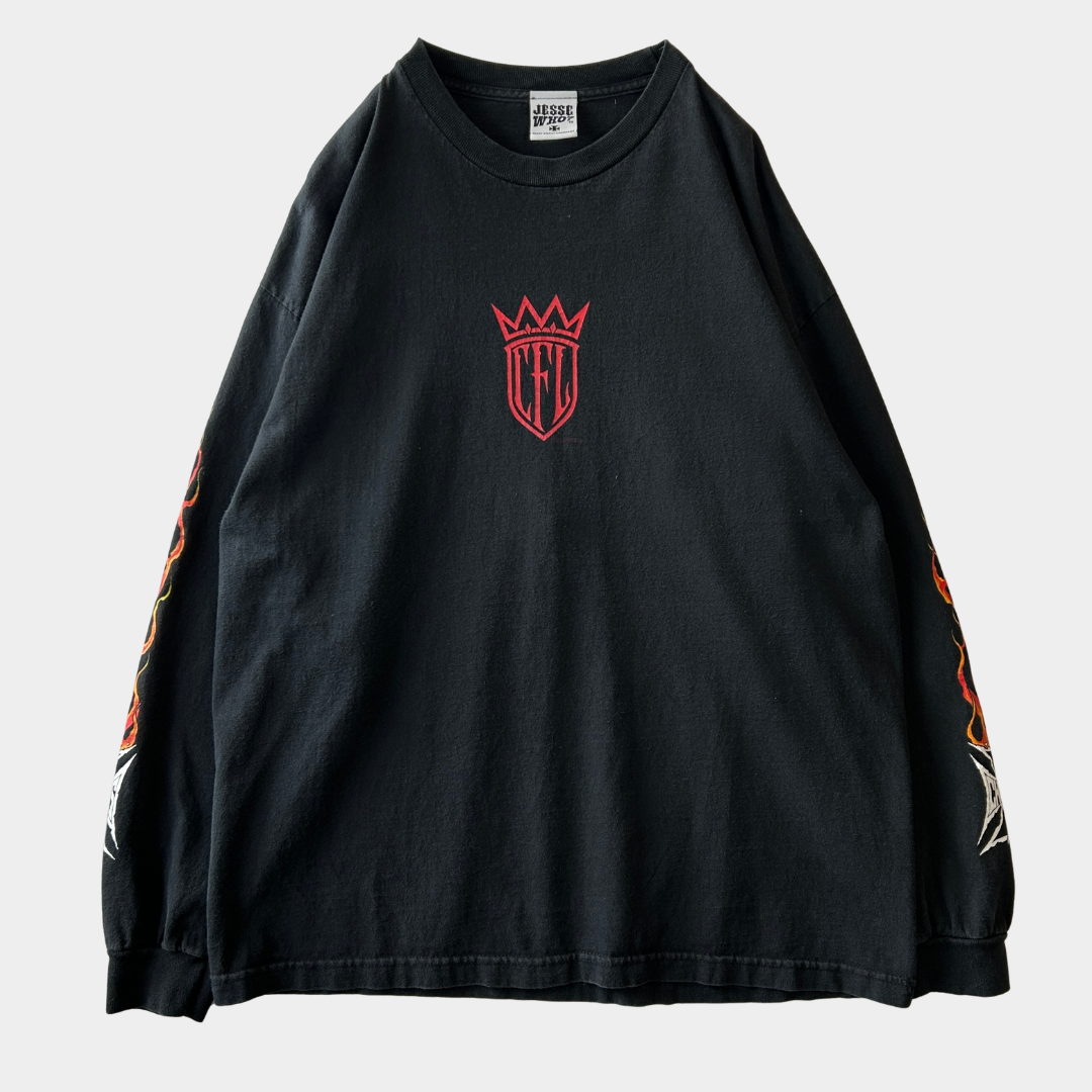 00's West Coast Choppers ウェストコーストチョッパーズ 袖フレイムプリント アイアンクロス ロンT tシャツ (XL)/C0996T-SO