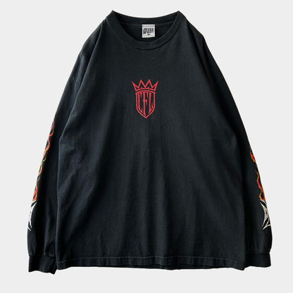 00's West Coast Choppers ウェストコーストチョッパーズ 袖フレイムプリント アイアンクロス ロンT tシャツ (XL)/C0996T-SO