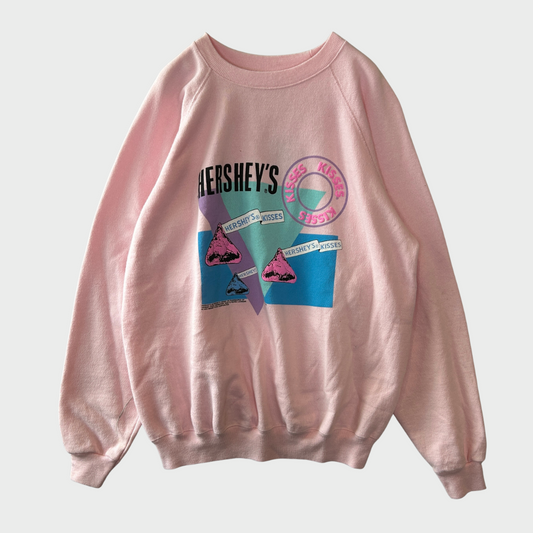 90's  Hanes  HERSHEY'S ラグラン スウェット ピンク XL /A7855S-SO