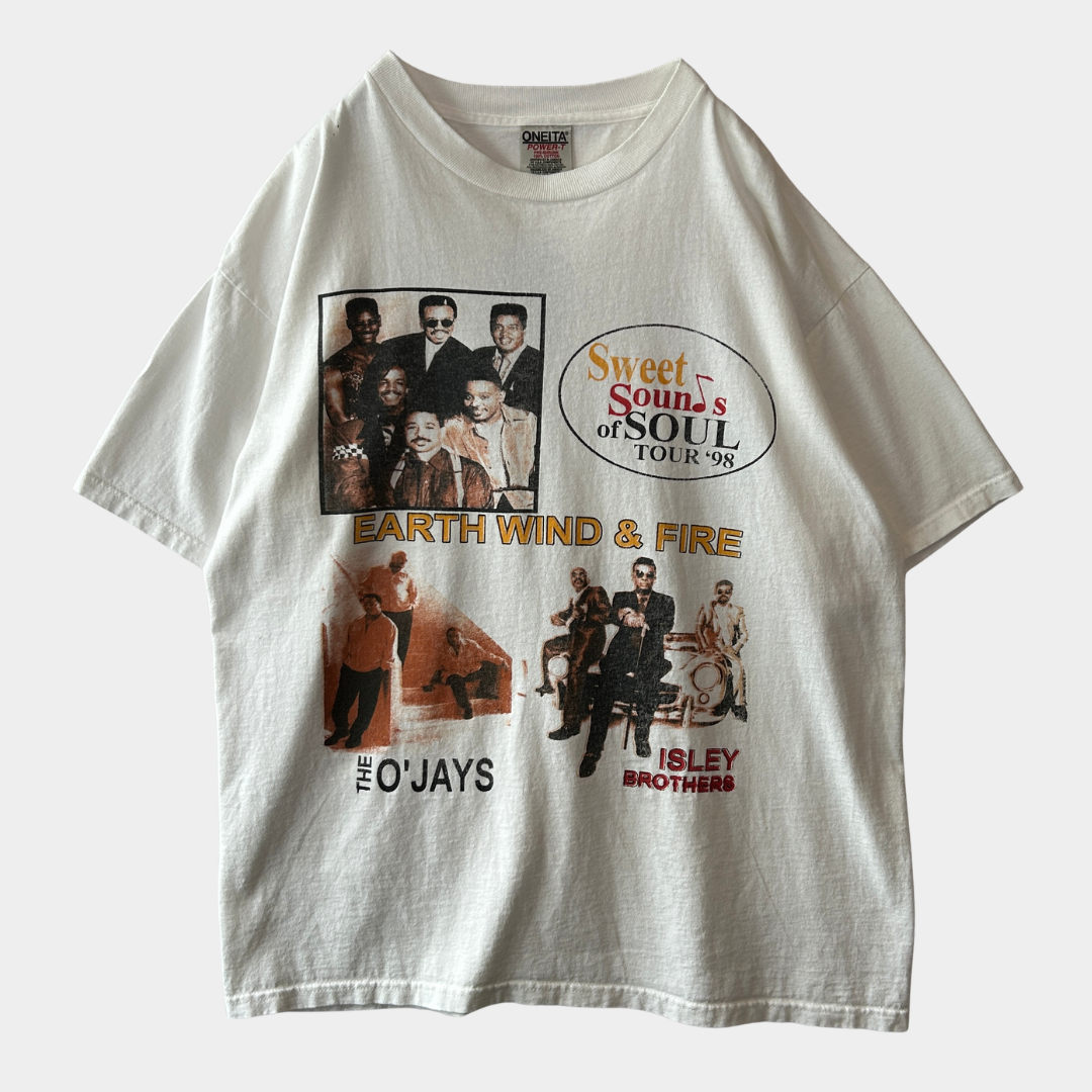 90's Sweet Sounds of Soul Tour '98 アース・ウィンド＆ファイア アイズレー・ブラザーズ オージェイズ 白 ONEITA(XL)/A402