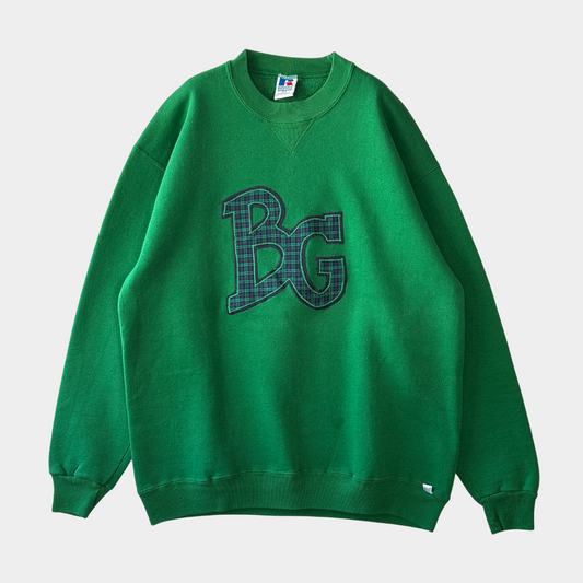 90's RUSSELL ATHLETIC ”BG" パッチ カレッジ スウェット グリーン (XL)/B0180S-SO