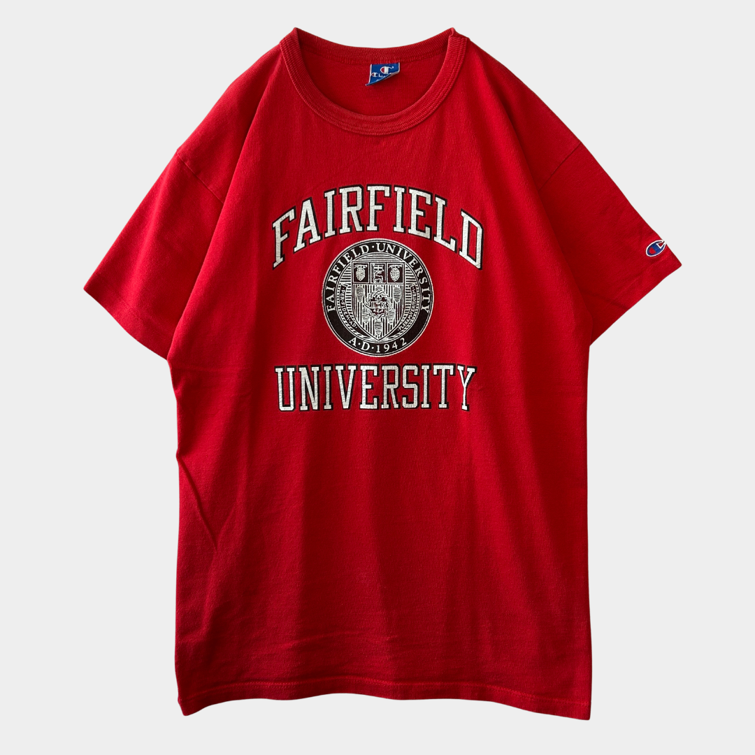 90's Champion チャンピオン Fairfield University カレッジTシャツ 赤(XL)/C0955T-SO