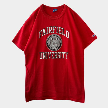 90's Champion チャンピオン Fairfield University カレッジTシャツ 赤(XL)/C0955T-SO