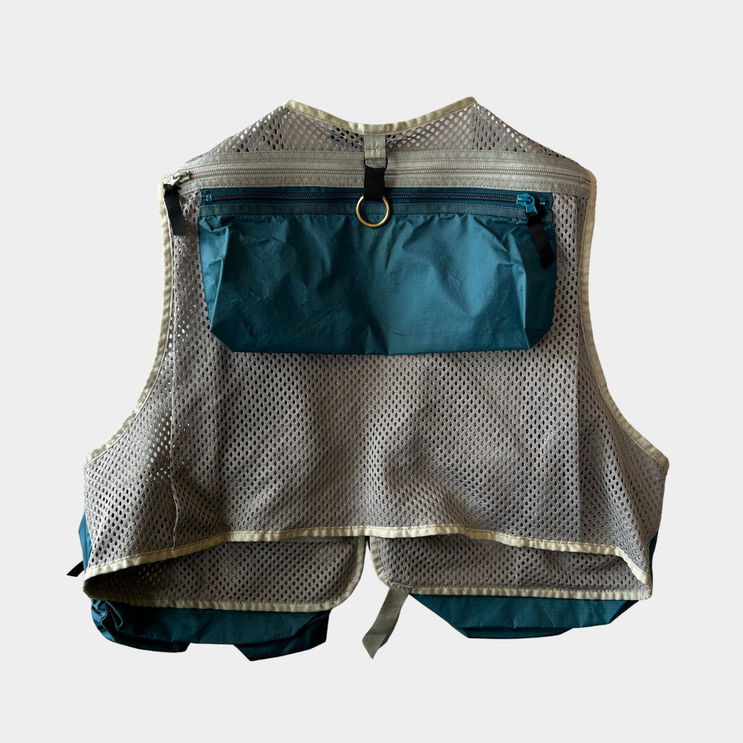 90's Patagonia パタゴニア メッシュフィッシングベスト グレー/グリーン(L)/C0115V-SO