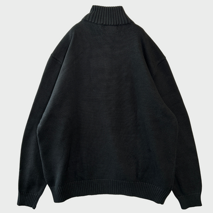 00's  RALPH LAUREN   ハーフジップ  コットンニット  黒 L /A7603K-SO