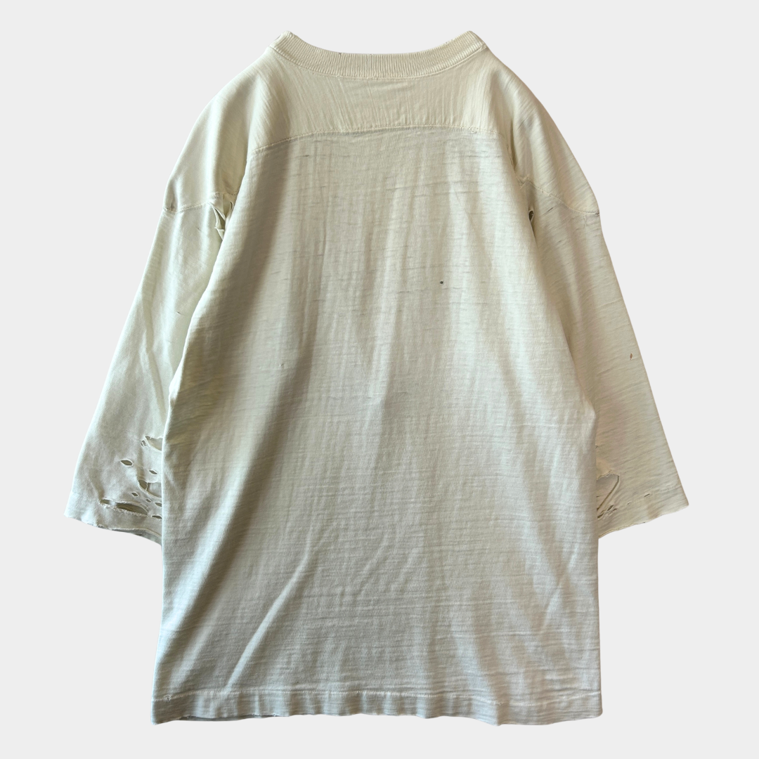 80's ~ Unknown Brand フットボールTシャツ PRESIDENT'S HOUSE 染み込みプリント コットン 白/C1021T-SO