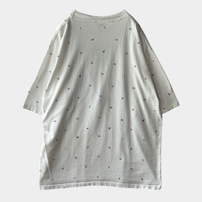 90's SDI ディズニー ミッキーマウス 総柄 キャラクターTシャツ 白 (XL)/A6408T-SO