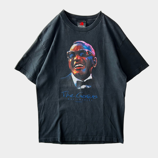 00's RAY CHARLES The Genius ミュージックTシャツ ブラック (L)/A3655T-SO
