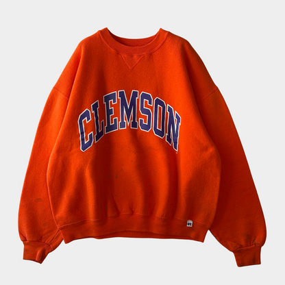 90's ~ RUSSELL ATHLETICS ”CLEMSON” カレッジ スウェット オレンジ (不明)/B1594S-SO