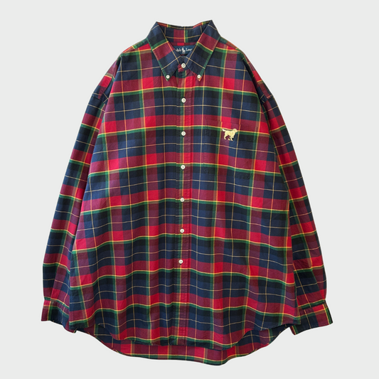 00's Ralph Lauren ラルフローレン チェックシャツ 赤黄緑紺 (XL)/A7669SH-SO