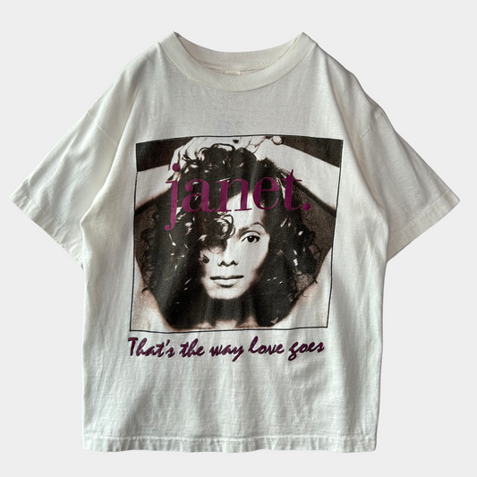 90's JANET JACKSON"That's the way love goes"ジャネット・ジャクソン プリントTシャツ 白(L)/A6663T-SO