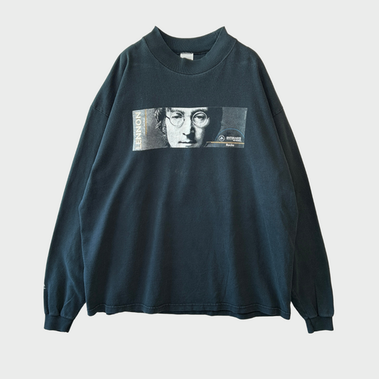 90's  COTTON DELUXE enterasys networks ジョンレノン バンド 企業 ロンT 黒 XL /A8259T-SO