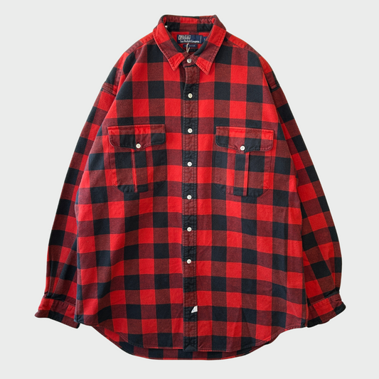 00's Ralph Lauren ラルフローレン チェックシャツ 赤黒 (L)/A7729S-SO