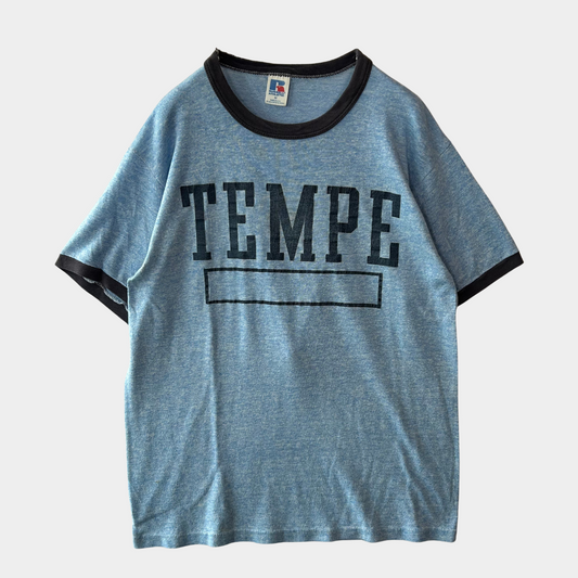 80's Russell ラッセル TEMPE リンガーTシャツ 青(M)/A6998T-SO