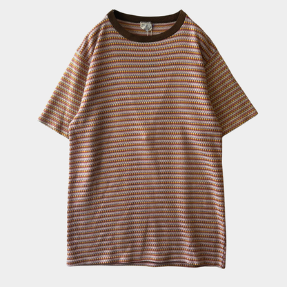70's〜 Unknown Brand ジャガードマルチボーダーTシャツ (XL)/A7303T-SO