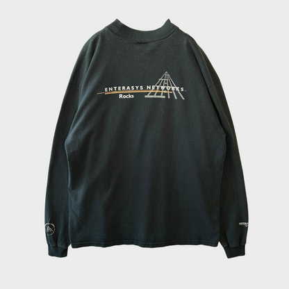 90's  COTTON DELUXE enterasys networks ジョンレノン バンド 企業 ロンT 黒 XL /A8259T-SO