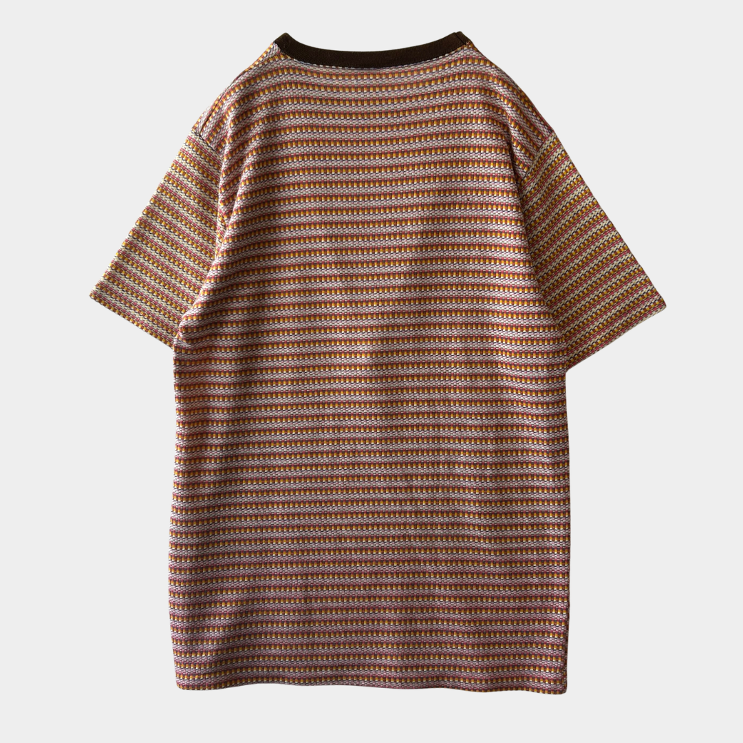 70's〜 Unknown Brand ジャガードマルチボーダーTシャツ (XL)/A7303T-SO