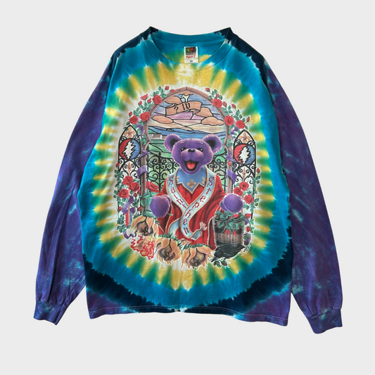 90's  FRUIT OF THE LOOM  Grateful Dead タイダイ柄 デッドベアープリント バンド ロンT XL /A8260T-SO
