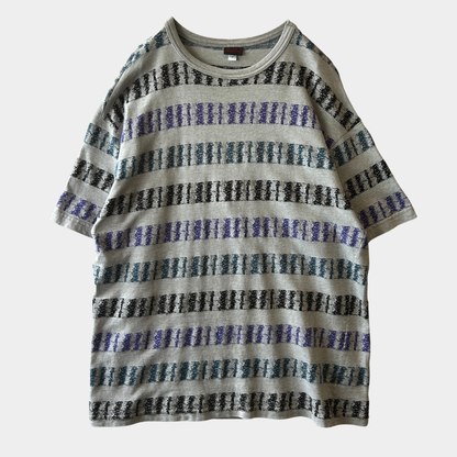80's~90's Gramicchi グラミチ ボーダーTシャツ ボックスロゴ グレー(XL)/C0290T-SO