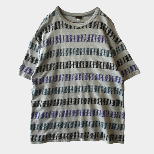 80's~90's Gramicchi グラミチ ボーダーTシャツ ボックスロゴ グレー(XL)/C0290T-SO