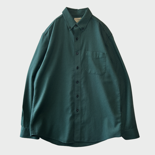 00's L.L.Bean エルエルビーン 千鳥格子柄 ボタンダウンシャツ 深緑 (M) /B4151SH-SO