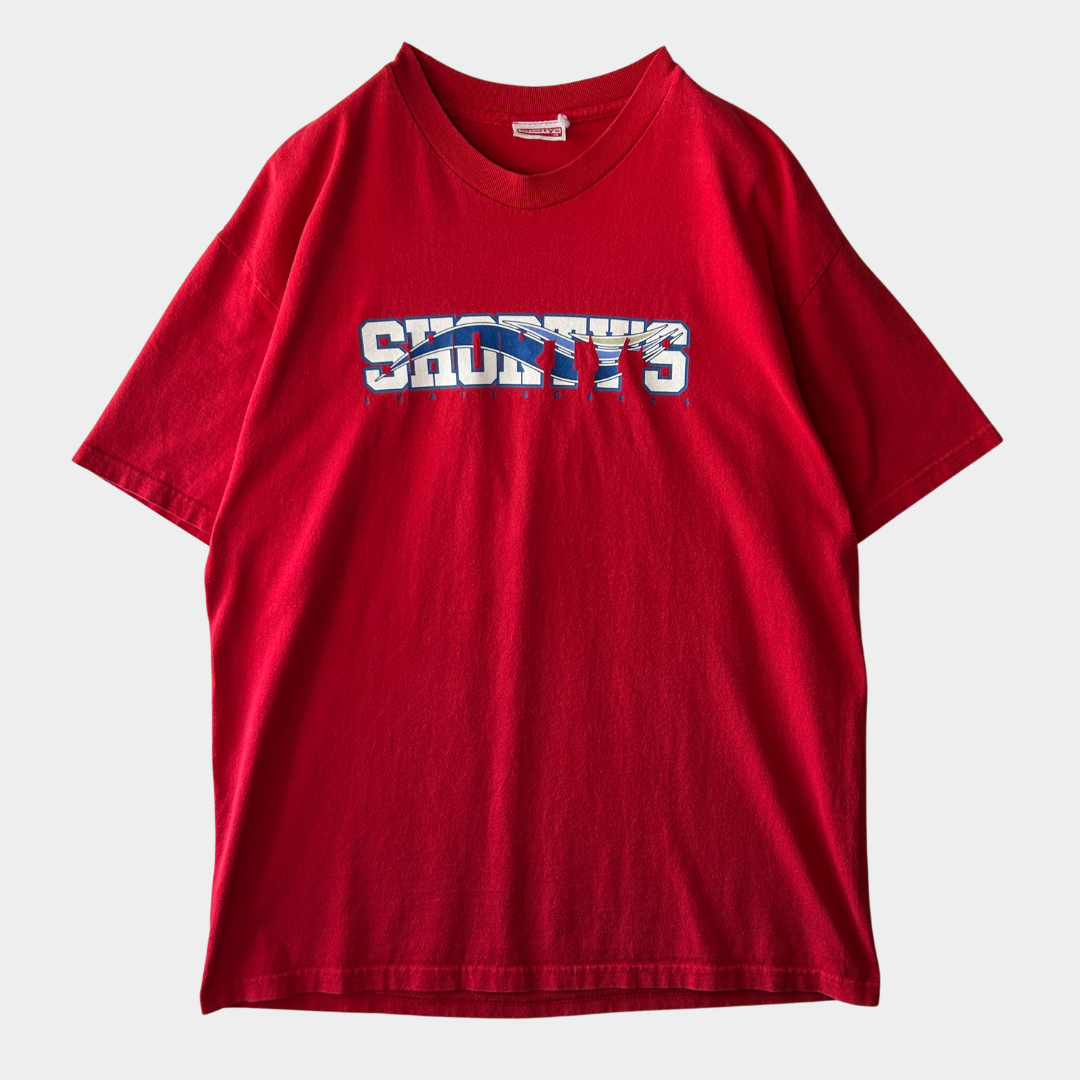90's Shorty's スケートボード ロゴTシャツ 赤 (L)/C0441T-SO