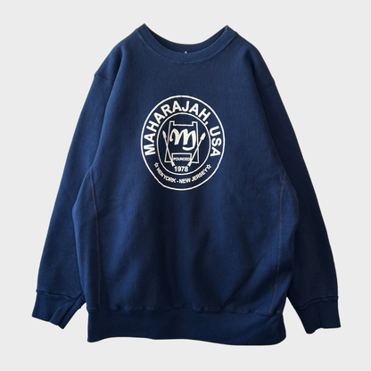 80's MAHARAJAH USA プリントスウェット リバースウィーブタイプ ネイビー(L)/A2247S-SO