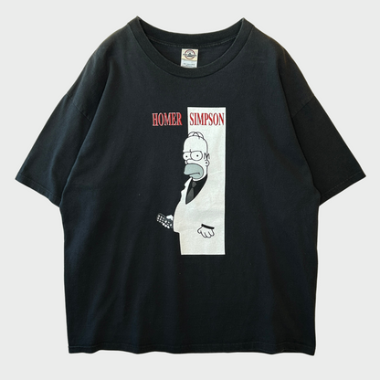 90's DELTA THE SIMPSON 映画”スカーフェイス”パロディー ホマー・シンプソン キャラクターTシャツ 黒 (XL)/B2727T-SO