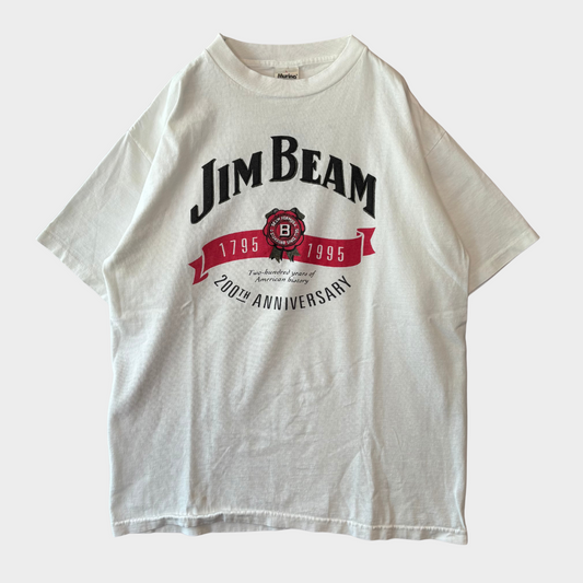 90's Murina JIM BEAM 200周年 バーボンウイスキー お酒Tシャツ 白 (L)/A7158T-SO