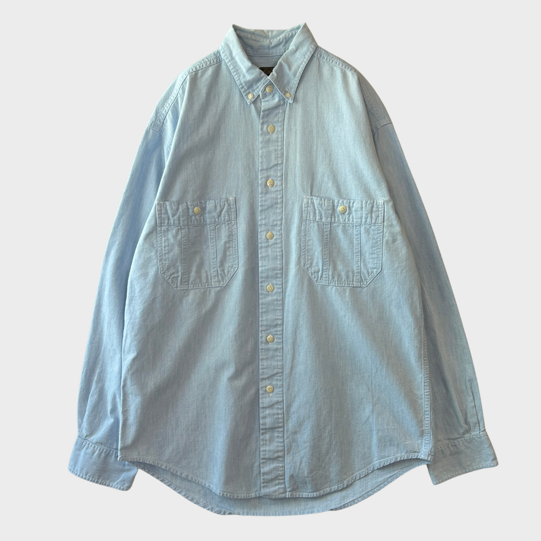 90's Eddie Bauer エディバウアー シャンブレーシャツ 水色 (M) /C0754SH-SO