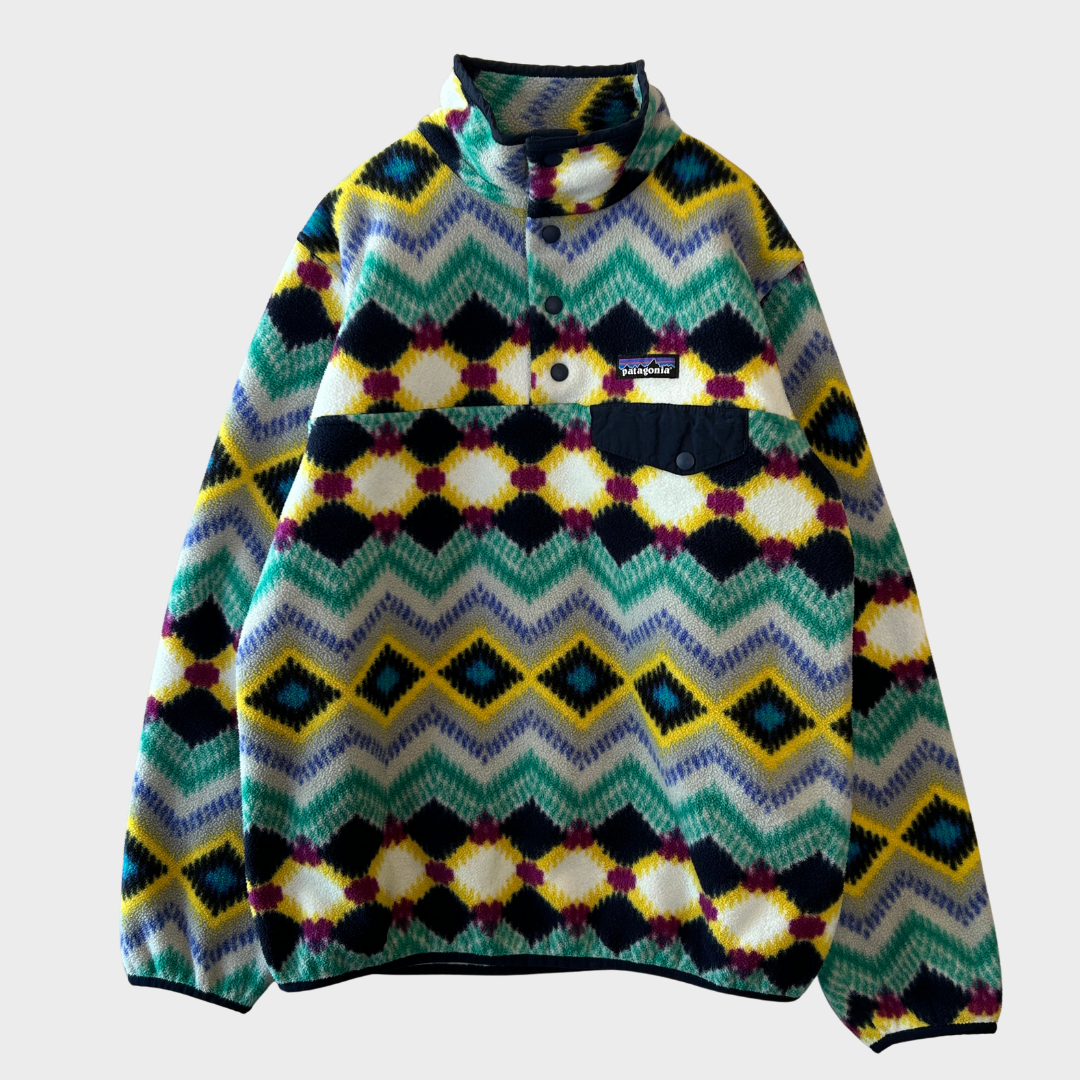 Patagonia パタゴニア スナップT ネイティブ柄 フリース ミントグリーン黄色 S /A8811F-SO