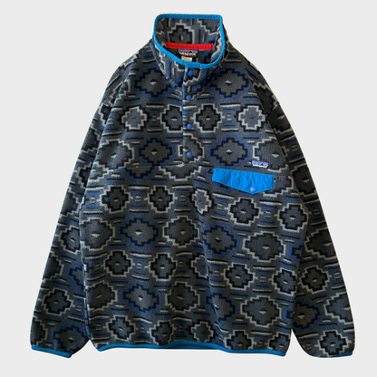 FA12 Patagonia パタゴニア スナップT 総柄 フリース プルオーバー ヤナバ フォージグレー (M) /A9847F-SO