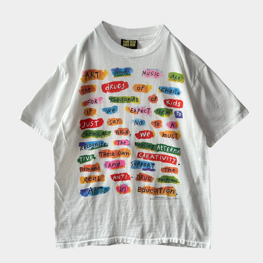 90's "What iz art?" by Fred Babb フレッドバブ アートTシャツ 白(L)/B1967T-SO