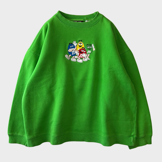 90's  M&Ms  キャラクター刺繍 スウェット 緑 M /A7828S-SO