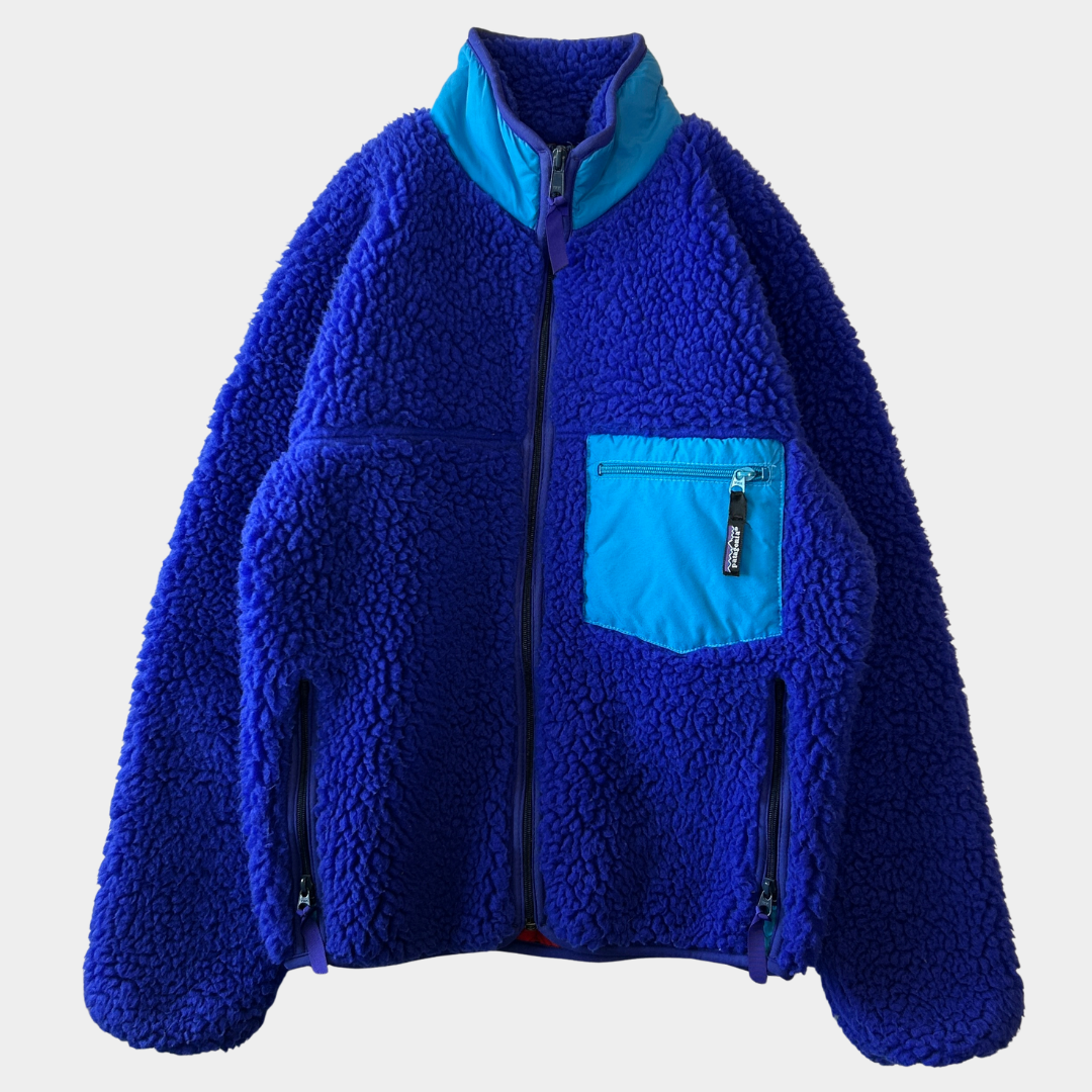 80's Patagonia パタゴニア レトロパイルジャケット カーディガン フリース コバルト (S)/A9275F-SO