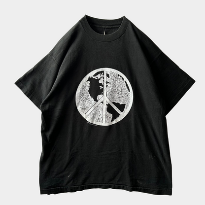 80's PEACEマーク アートTシャツ 黒/A6431