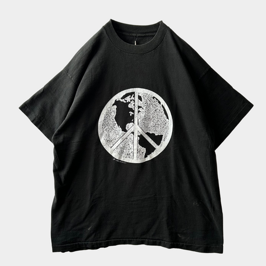 80's PEACEマーク アートTシャツ 黒/A6431