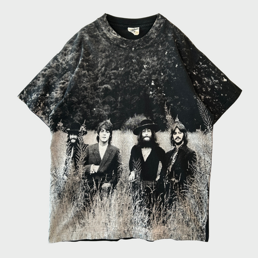 90's The Beatles ビートルズ AOP メンバーフォトTシャツ CRONIES 黒(XL)/A7341T-SO