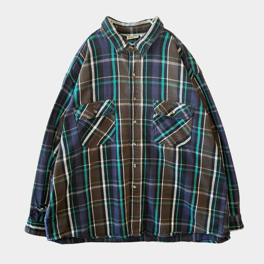 90's Five Brother. ファイブブラザー ネルシャツ ボロ 茶黒紫白グリーン(3XL)/A7686SH-SO