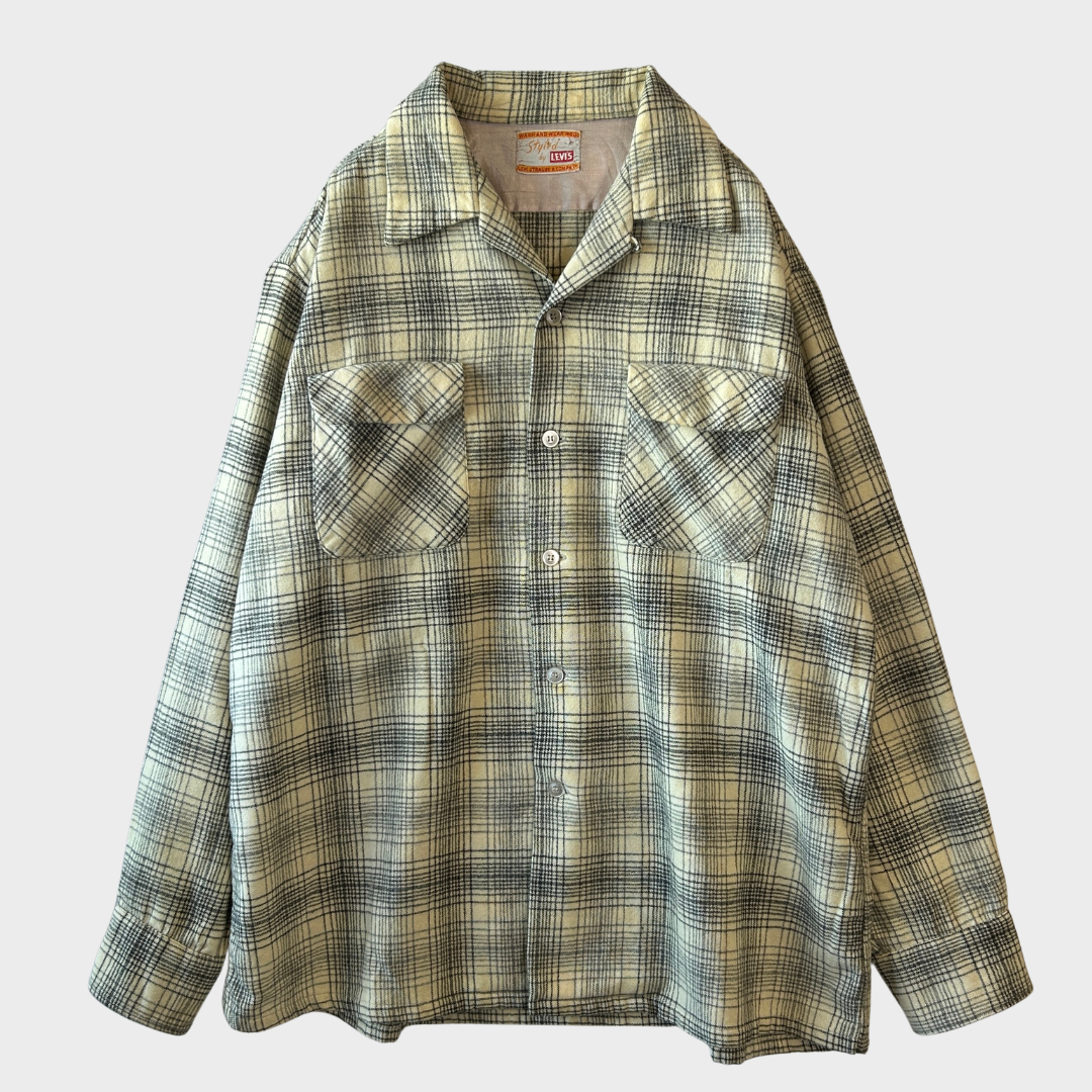 60's Styled by LEVI'S リーバイス オープンカラーシャツ ウール チェックシャツ/AC0155SH-SO