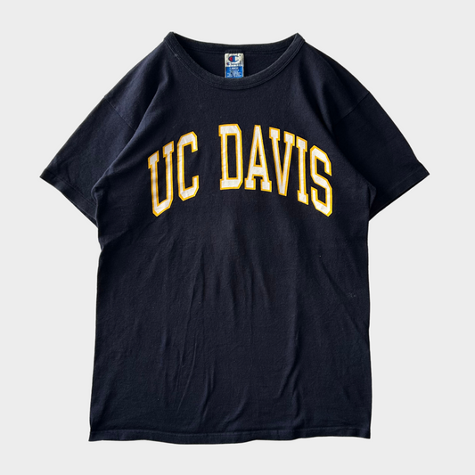 90's Champion UC DAVIS カレッジTシャツ ネイビー (L)/A6932T-SO