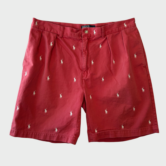 00's  Polo Ralph Lauren ポニーロゴ柄 ショーツ ハーフパンツ 赤 38/A7316P-SO