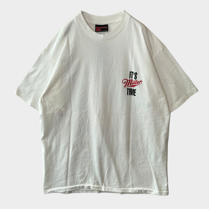 90's HOLOUBEX Miller "IT'S MILLER TIME" お酒 Tシャツ 白 (XL)/B2577T-SO