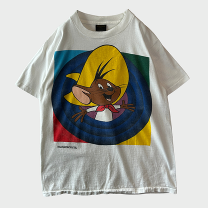 90's Looney Tunes ルーニー・テューンズ Speedy Gonzales キャラクターTシャツ 白(L)/A7312T-SO